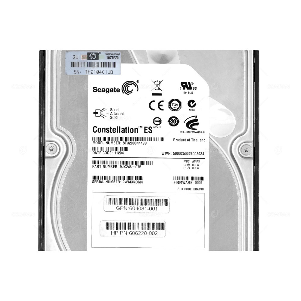 604081-001 HP HDD 2TB 7.2K SAS 6G 3.5" LFF FOR HPE MSA P2000